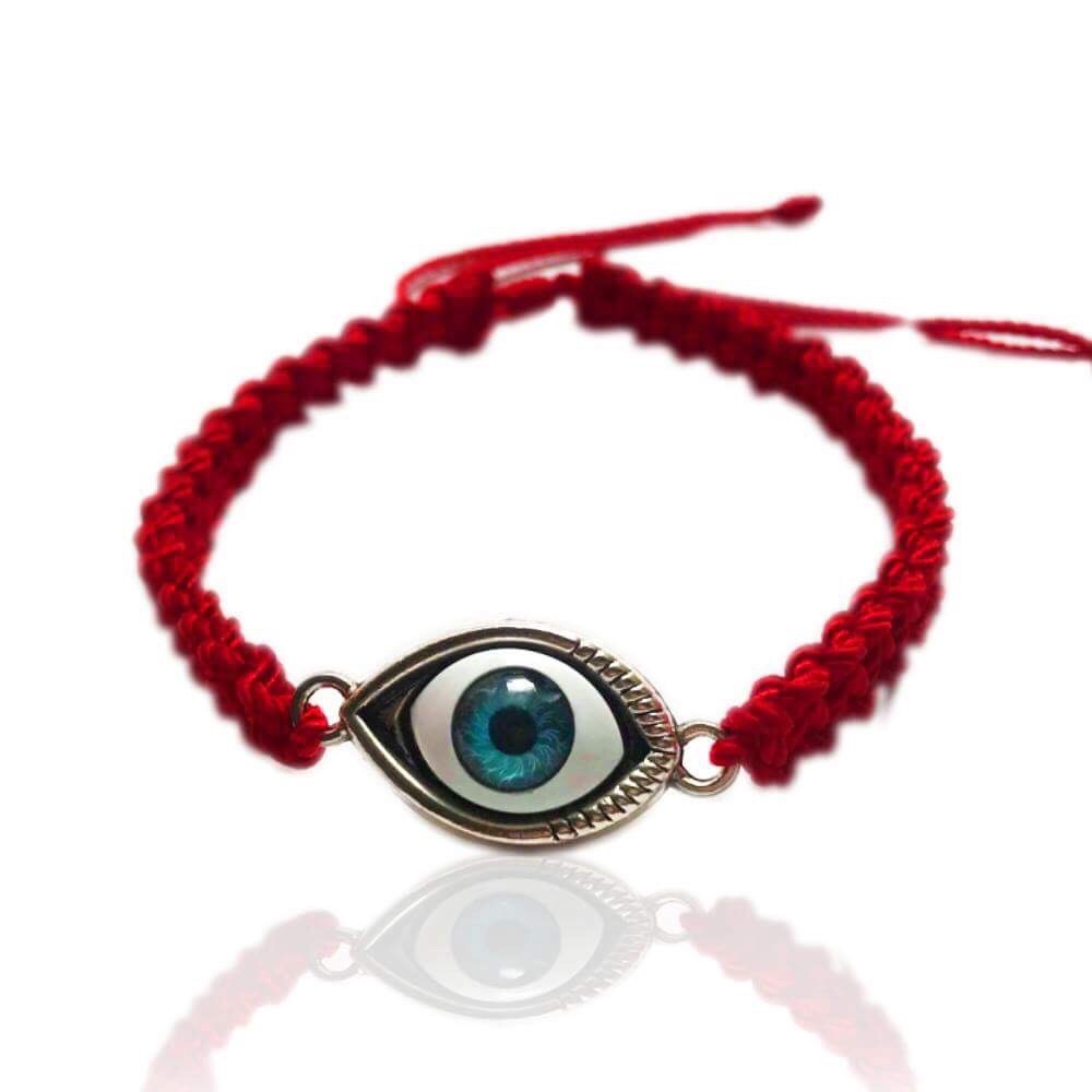 Red string bracelet with evil eye
